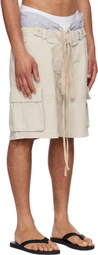 Raimundo Langlois Beige & Blue Layered Cargo Shorts