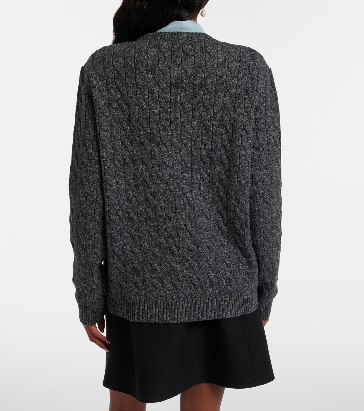 Valentino Cable-knit virgin wool mouliné sweater