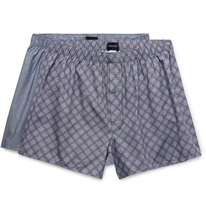 Photo: Hanro - Two-Pack Cotton Boxer Shorts - Blue