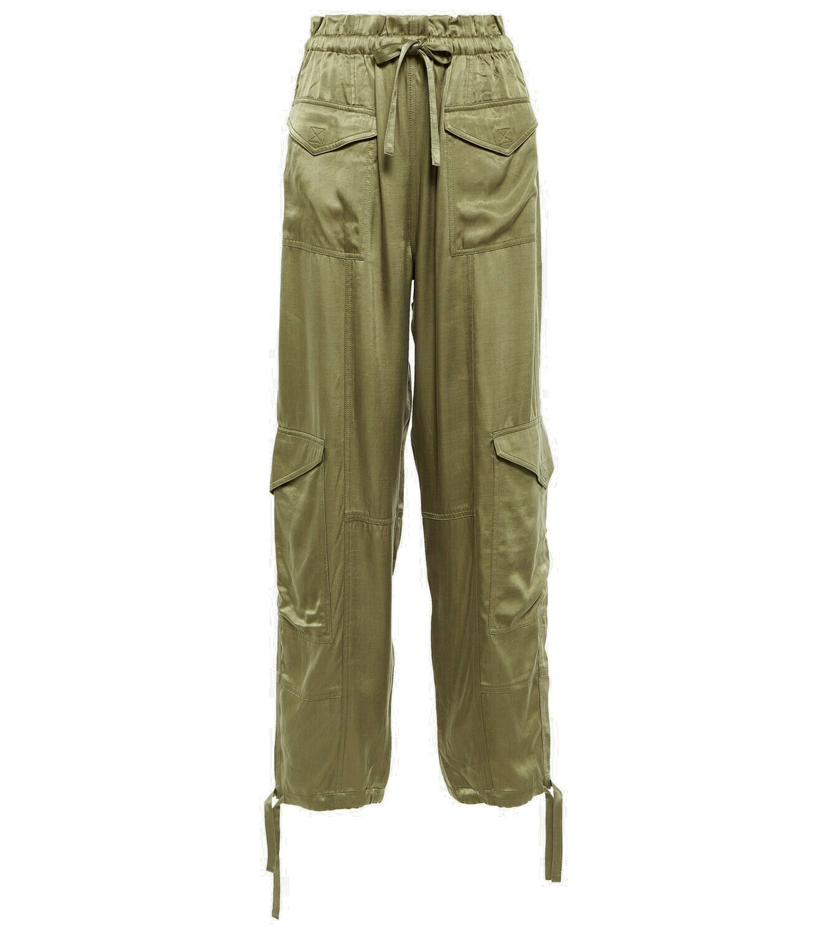 Ganni High-rise satin cargo pants GANNI