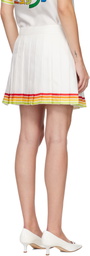 Casablanca White Mascot Pleated Silk Twill Miniskirt