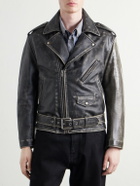 Maison Margiela - Belted Distressed Leather Biker Jacket - Brown