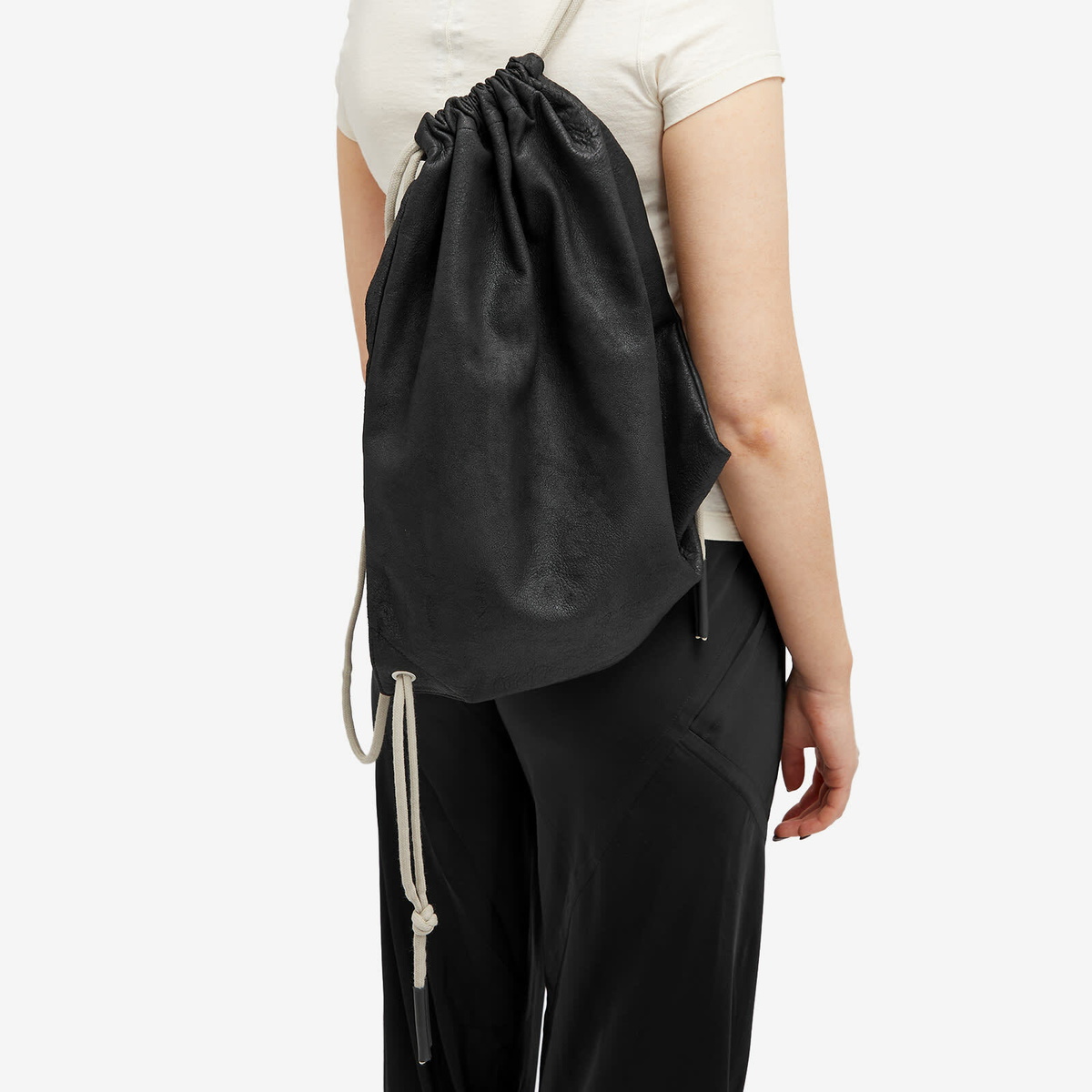 Rick Owens Women's Drawstring Backpack in Black Pearl 
