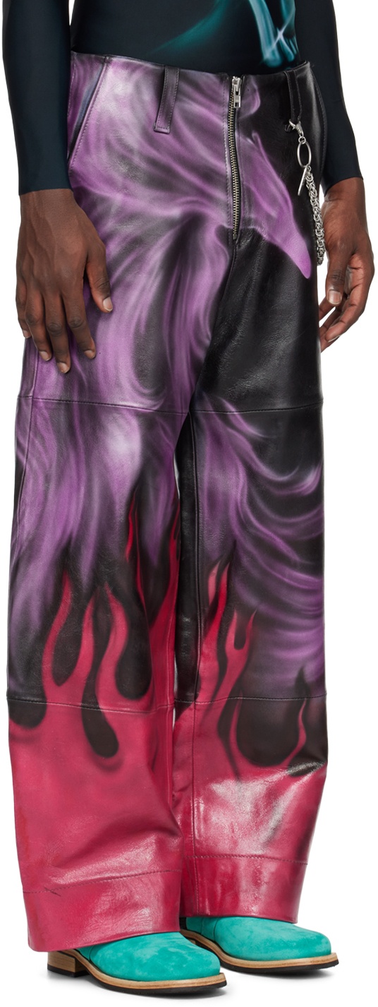 Gerrit Jacob SSENSE Exclusive Black & Purple Leather Pants
