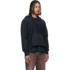 Les Tien Black Heavyweight Raw Cropped Hoodie