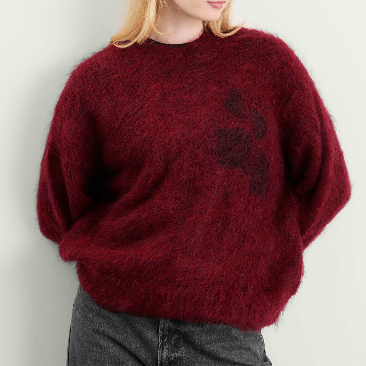 Isabel Marant Women's Mirella Fluffy Logo Knit in Deep Red