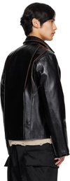 sacai Black Zip Leather Jacket
