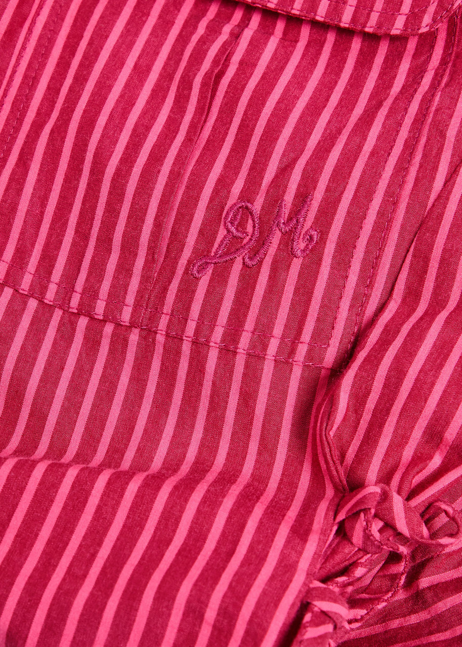 Damson Madder Maisie Striped Cotton Mini Shirt Dress Red