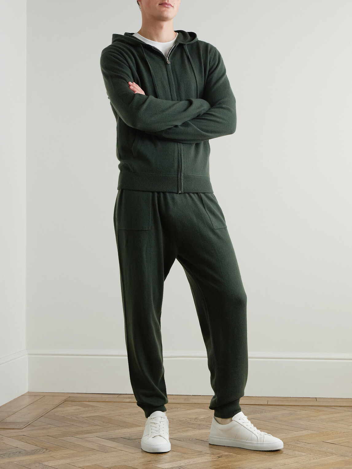 Mr P. - Wool and Cashmere-Blend Zip-Up Hoodie - Green