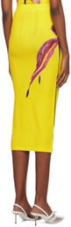 Louisa Ballou Yellow Graphic Midi Skirt