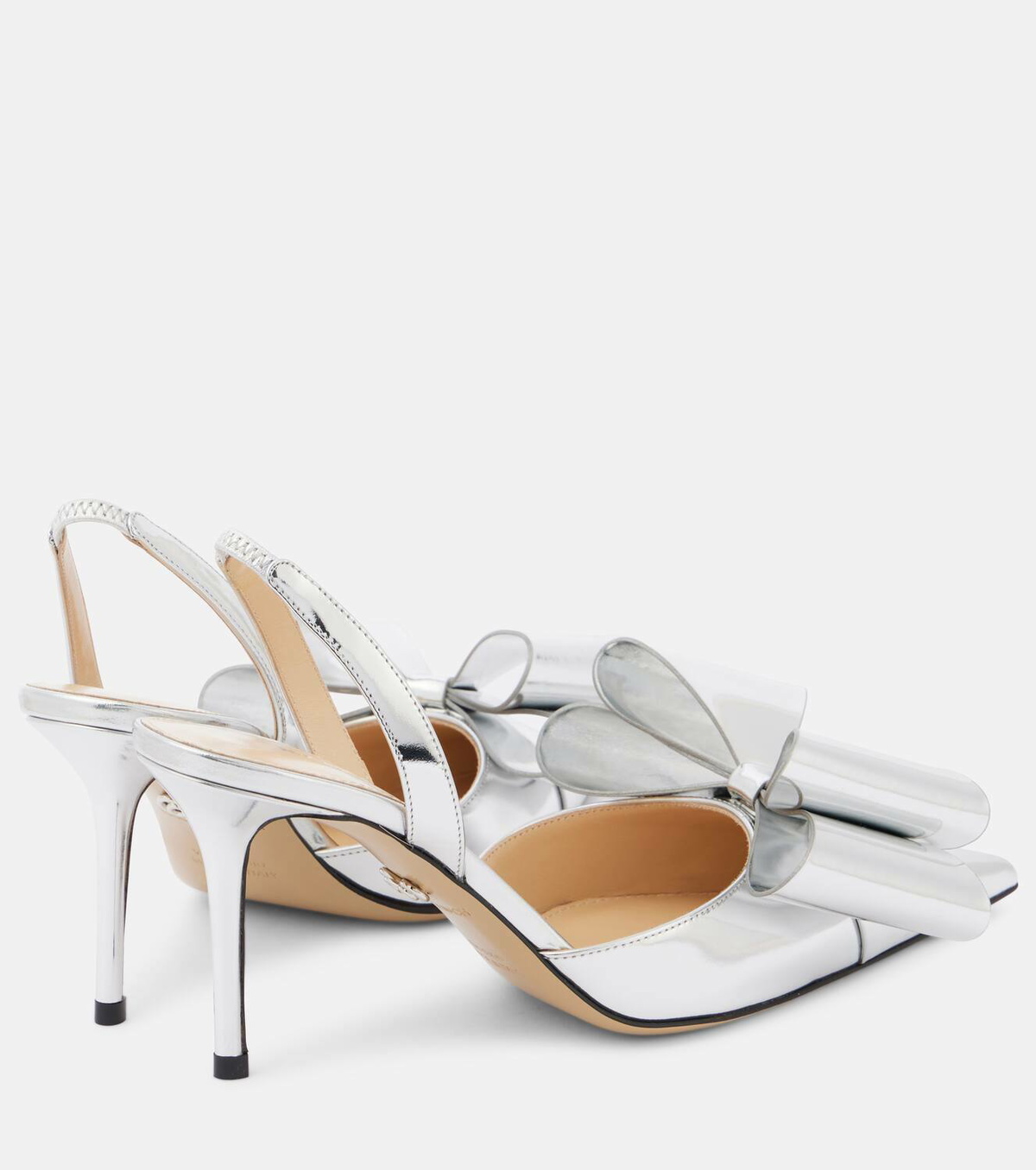 Mach & Mach Le Cadeau 85 mirrored leather slingback pumps