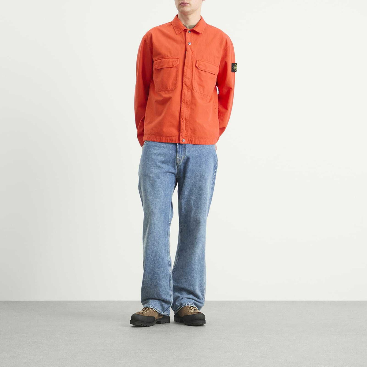 Stone Island Men's Ripstop Zip Shirt Jacket in Scarlet