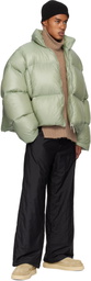 Jil Sander Green Quilted Down Jacket