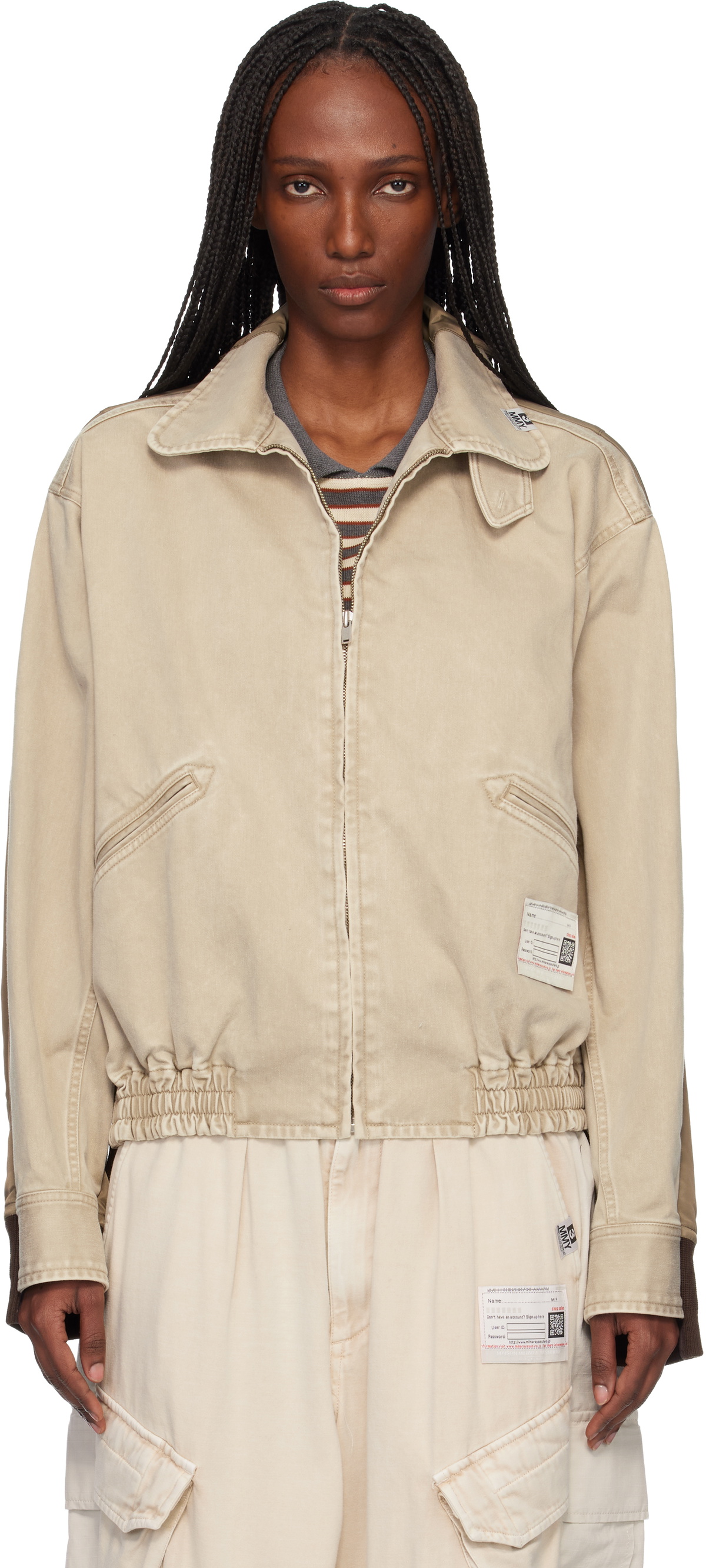 Maison MIHARA YASUHIRO Beige & Khaki Front Back Combined Zip-Up Jacket