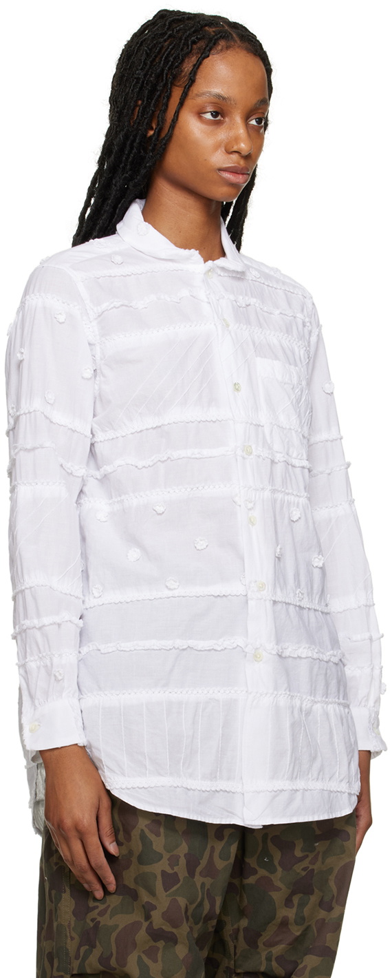 Engineered Garments White Embroidered Shirt