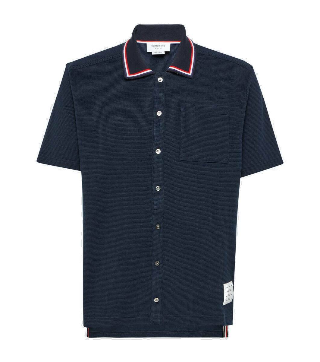 Thom Browne Thom Browne Navy blue polo shirt with tricolour detail main image 0