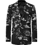 TAKAHIROMIYASHITA TheSoloist. - Black Slim-Fit Metal-Tipped Printed Wool-Satin Suit Jacket - Men - Black