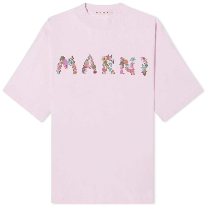 Photo: Marni Men's Boquet Logo T-Shirt in Magnolia