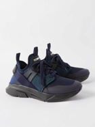 TOM FORD - Jago Leather-Trimmed Nylon, Mesh and Suede Sneakers - Blue