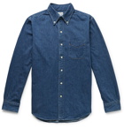 OrSlow - Button-Down Collar Selvedge Denim Shirt - Blue