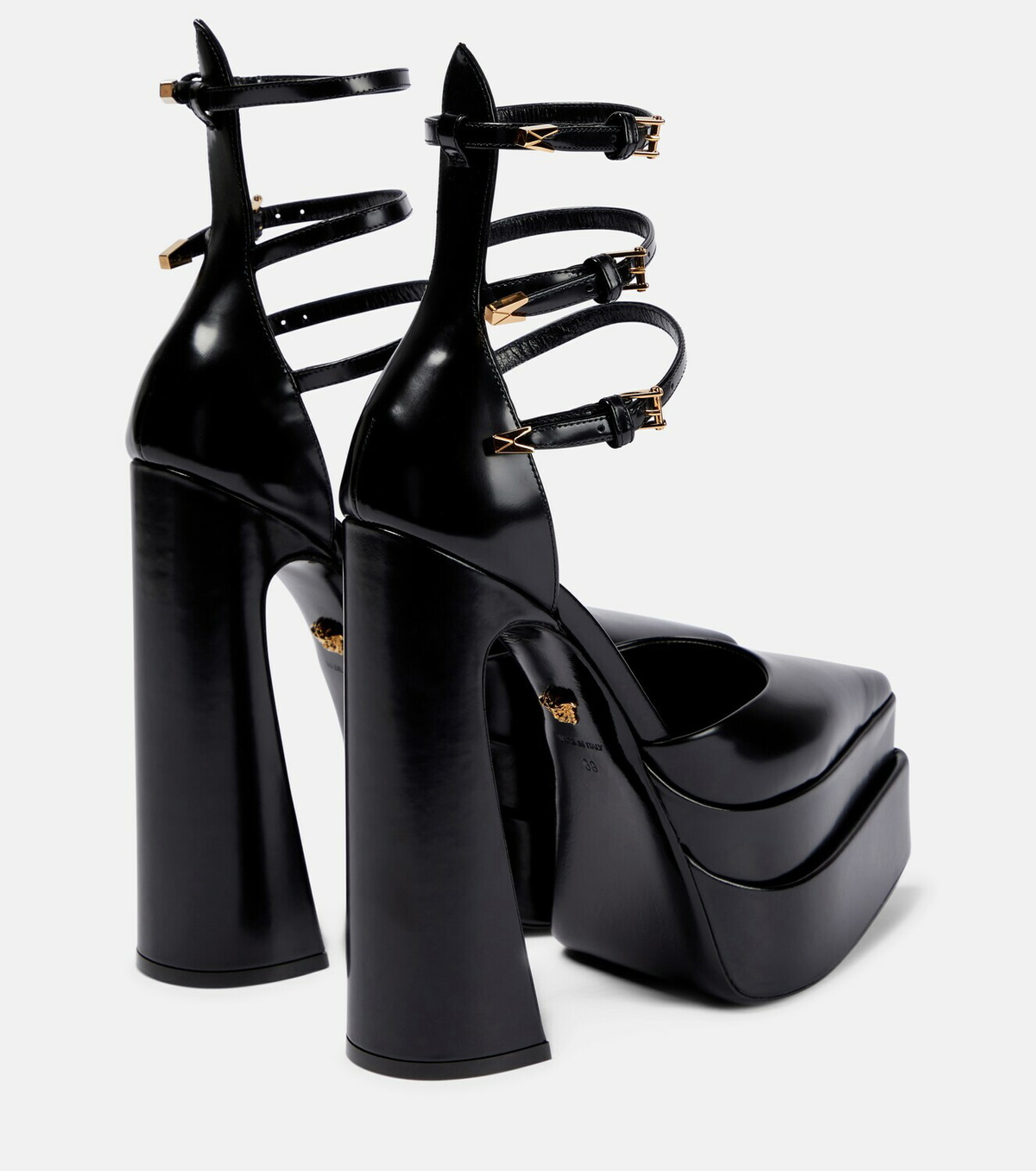 Versace - Aevitas Pointy leather platform pumps