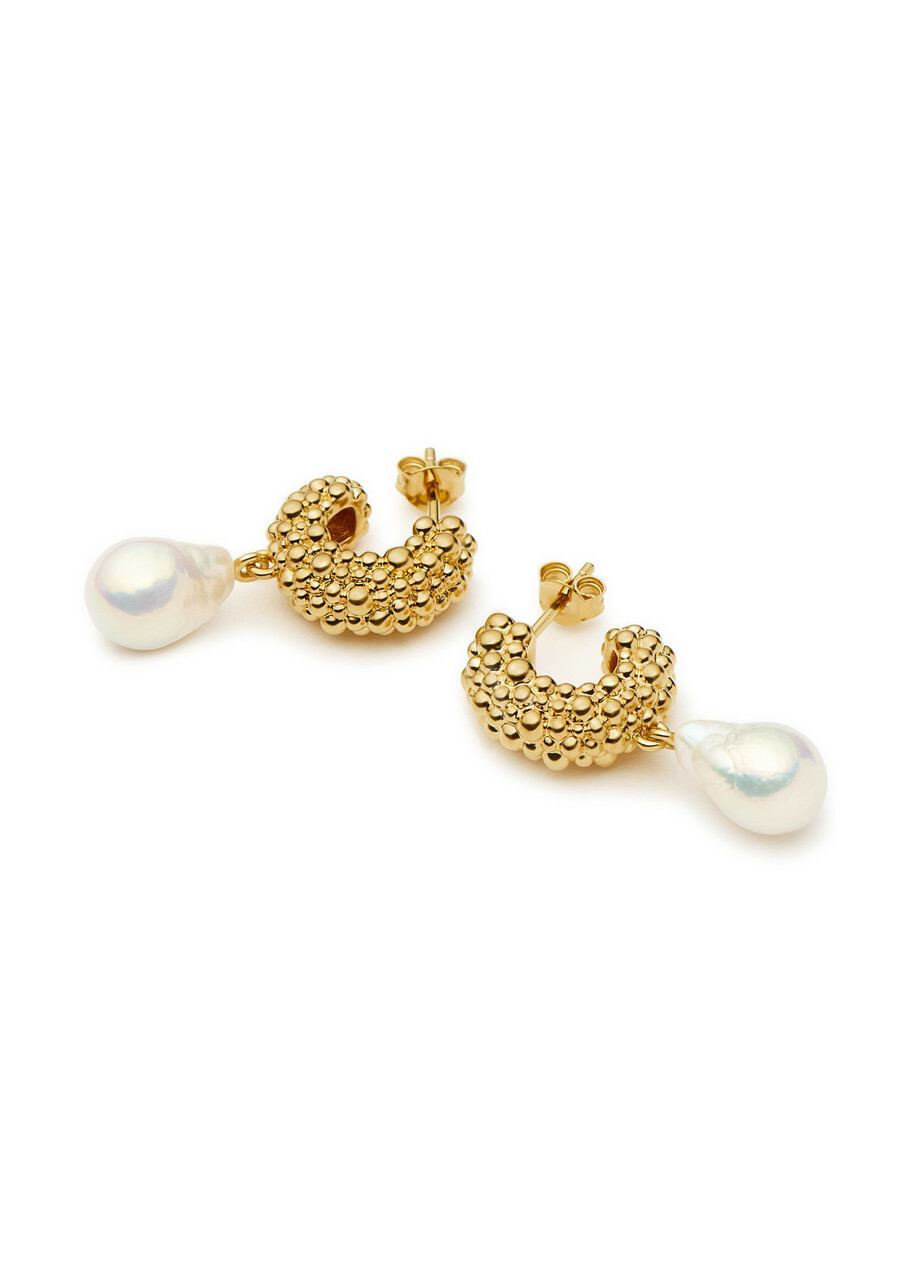 Missoma Pearl Drop 18k Gold-plated Hoop Earrings - One Size