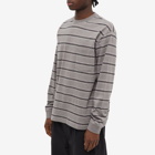 Beams Plus Men's Long Sleeve Jacquard Stripe Pocket T-Shirt in Grey