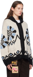 Anna Sui Black & Blue Bloomsbury Cardigan