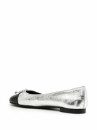 Tory Burch Silver Leather Ballet Pumps