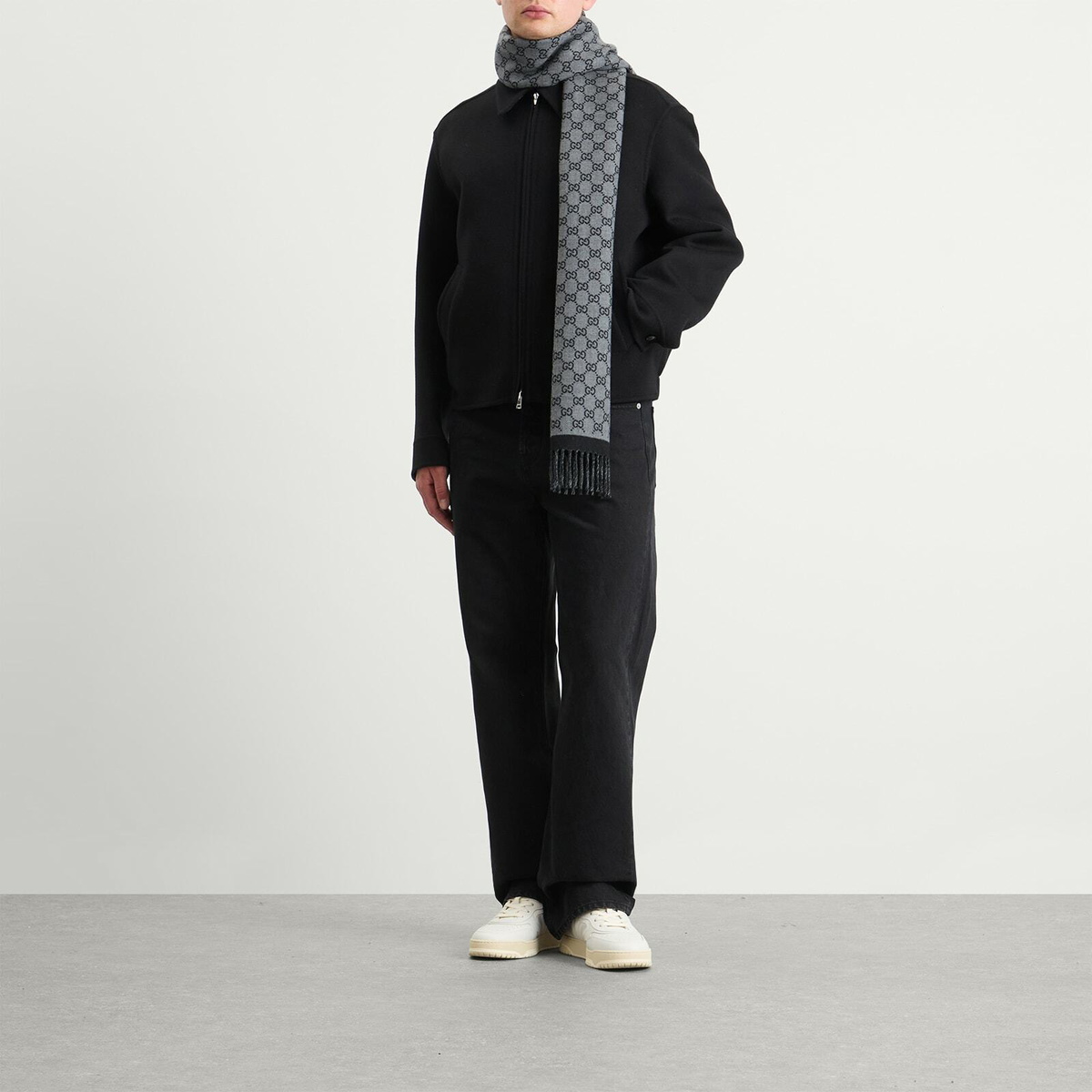 Gucci Men's Allover GG Scarves in Grey 