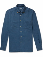 Kiton - Button-Down Collar Brushed-Cotton Shirt - Blue