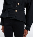 Balmain Belted asymmetric denim jacket