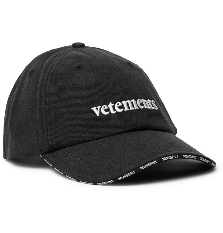 Photo: Vetements - Reebok Logo-Embroidered Cotton-Twill Baseball Cap - Black