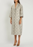 Huishan Zhang Liliane Floral-jacquard Cotton-blend Coat Grey
