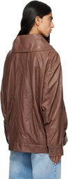 Calvin Klein Collection Brown Isa Leather Flight Jacket