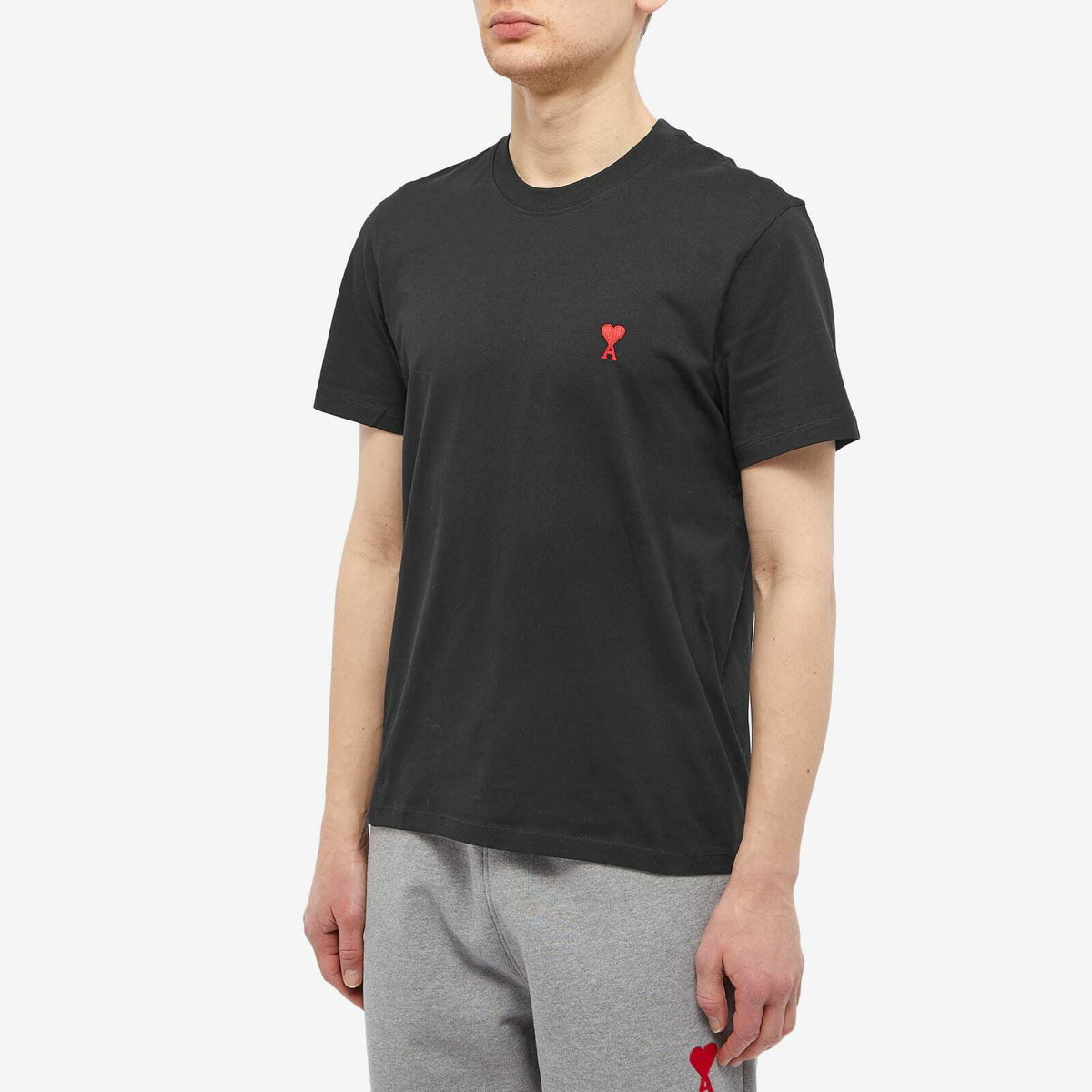 Tシャツ・カットソー Ami Men's Small Heart Logo Polo T-Shirt Black AMI Men's Small A Heart T-Shirt in Black AMI