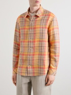 God's True Cashmere - Twilight Checked Linen Shirt - Orange