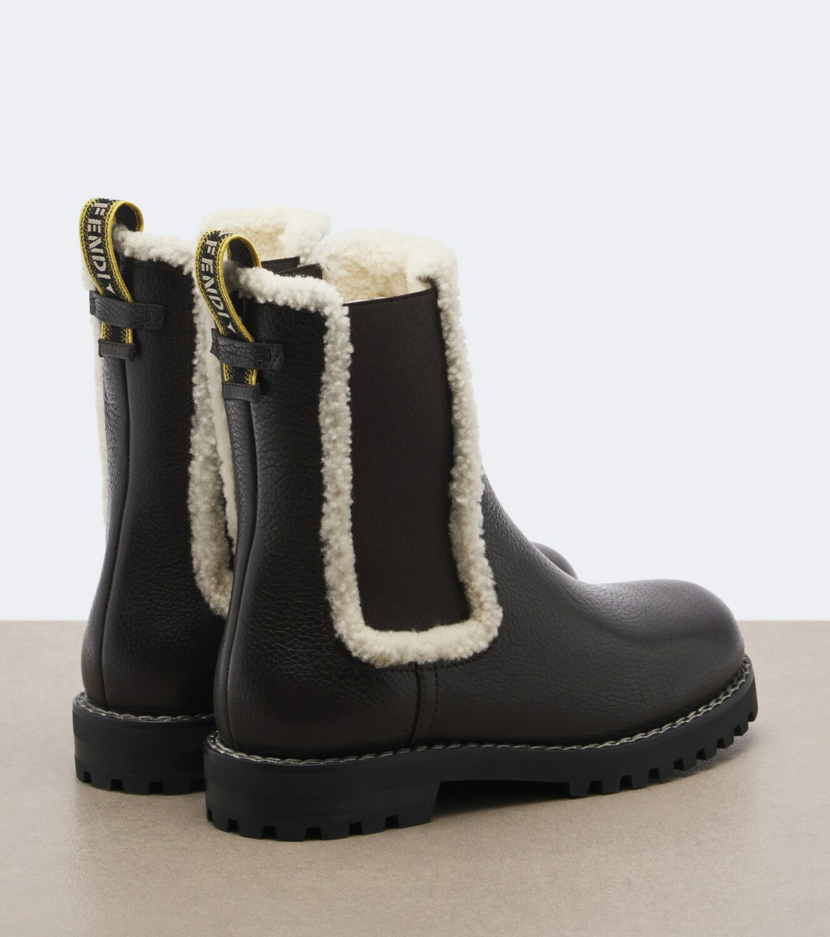 Fendi Shearling-trimmed leather Chelsea boots