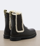 Fendi Shearling-trimmed leather Chelsea boots