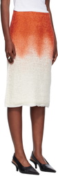 Bottega Veneta Orange & White Over Dye Knit Midi Skirt