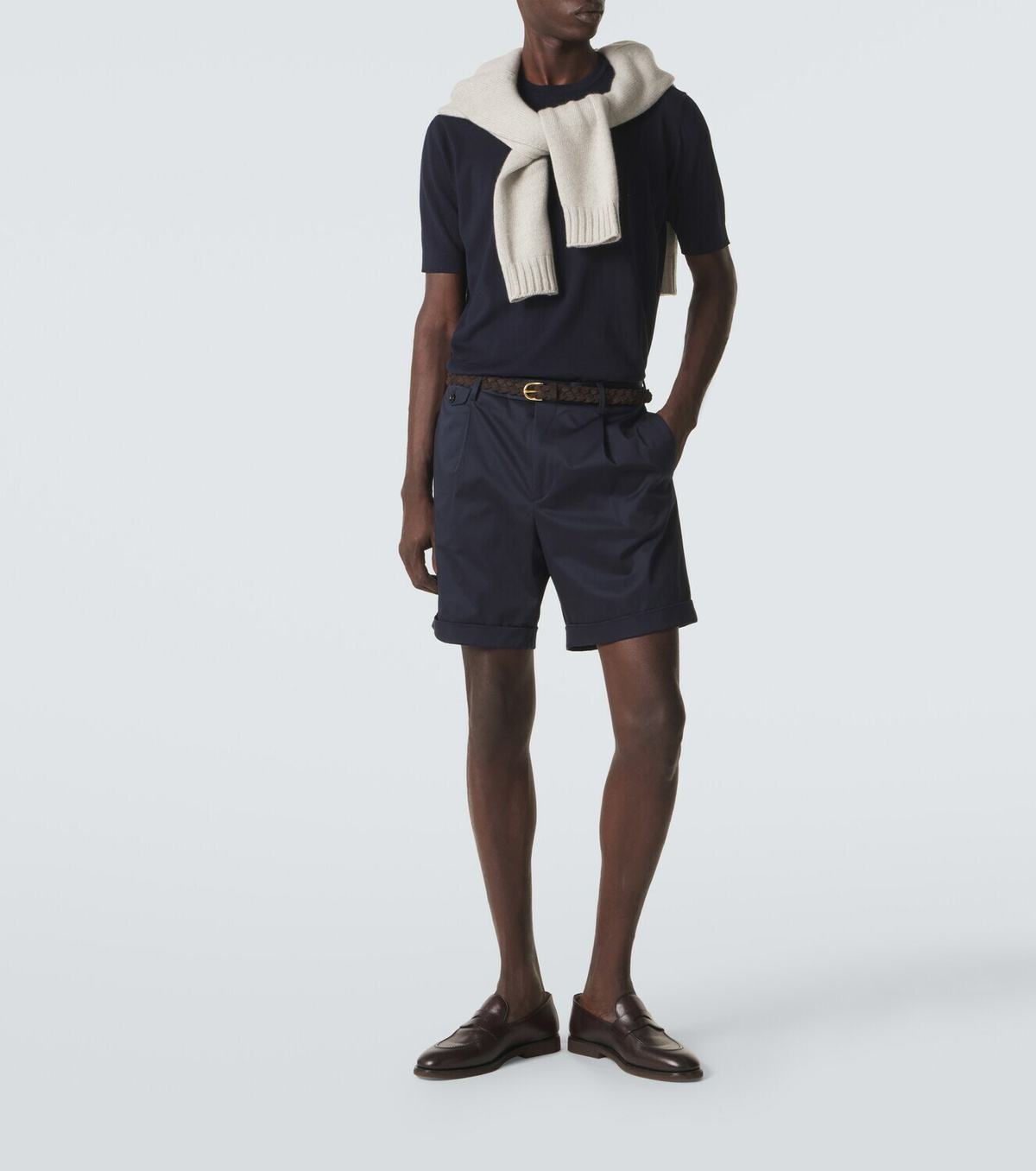 Lardini Pleated cotton-blend Bermuda shorts
