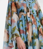 Erdem Caped floral silk voile gown