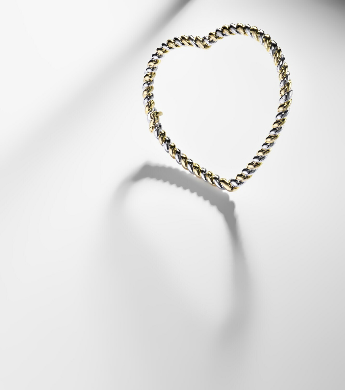 Yvonne Léon Jonc Cœur 9kt gold and white gold bangle
