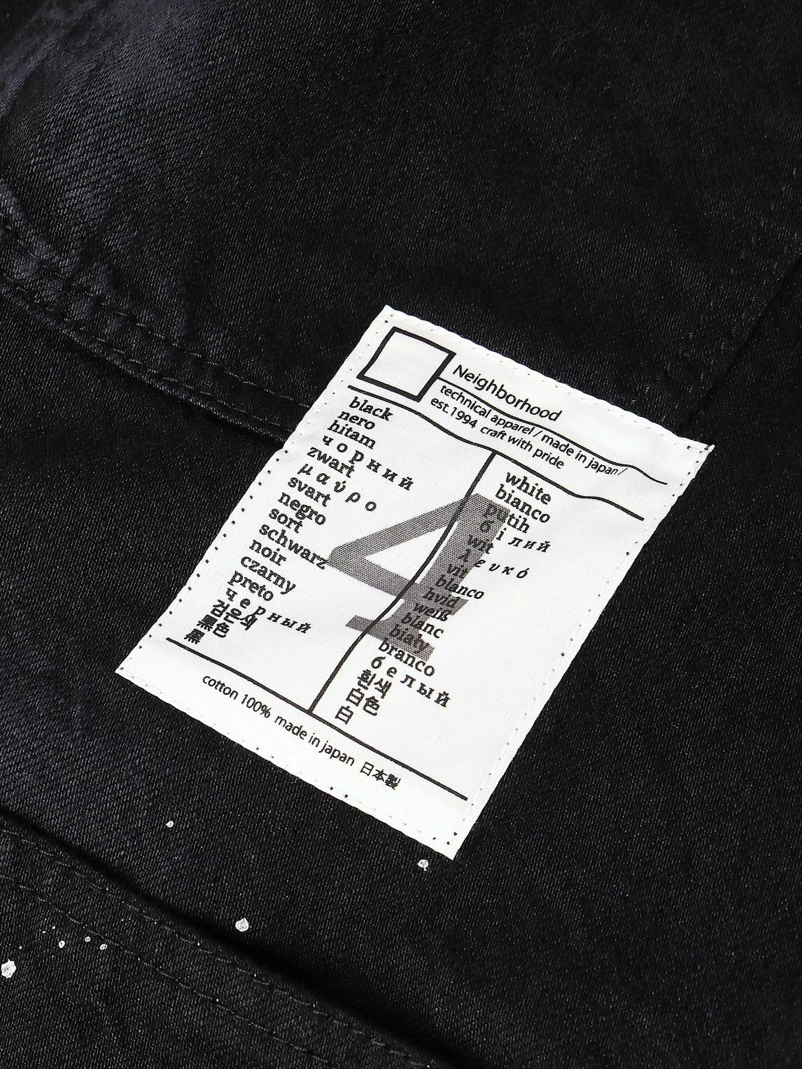 Neighborhood - Corduroy-Trimmed Paint-Splattered Denim Jacket - Black