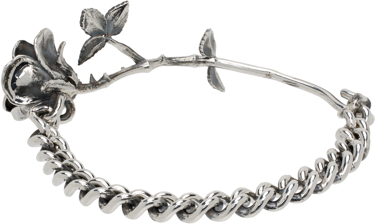 Enfants Riches Déprimés Silver Rose & Chain Bracelet
