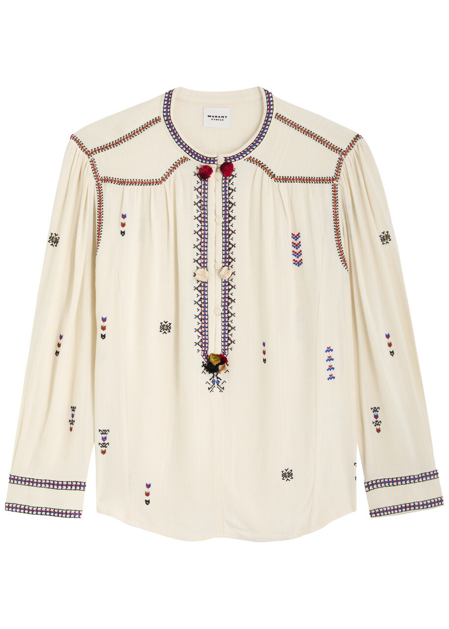 Isabel Marant étoile Pelson Embroidered Woven Blouse Ecru