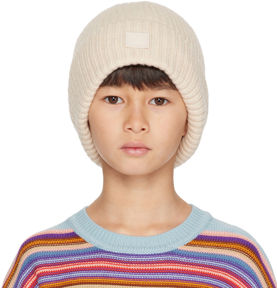 Acne Studios Kids Beige Patch Beanie Acne Studios Acne Studios Kids Beige Patch Beanie Acne Studios