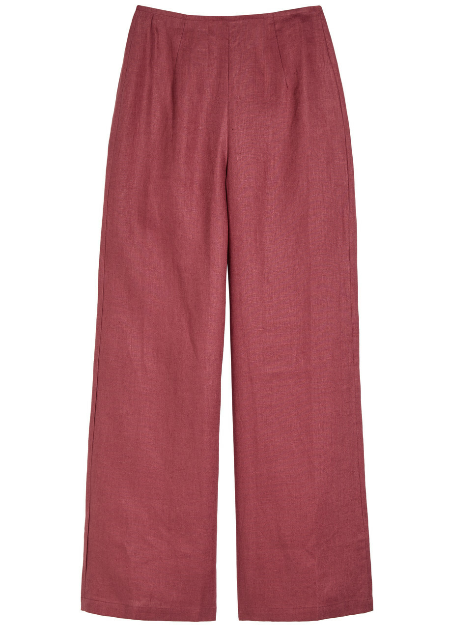 Faithfull The Brand Syna Wide-leg Linen Trousers Dark Pink