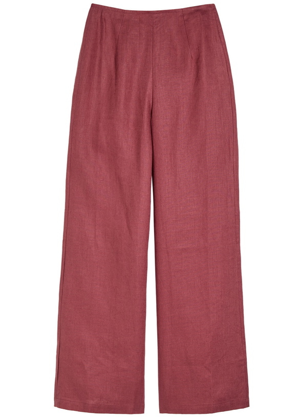 Photo: Faithfull The Brand Syna Wide-leg Linen Trousers Dark Pink