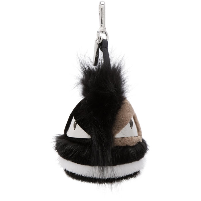 Photo: Fendi Black and White Striped Fur Bag Bugs Keychain 